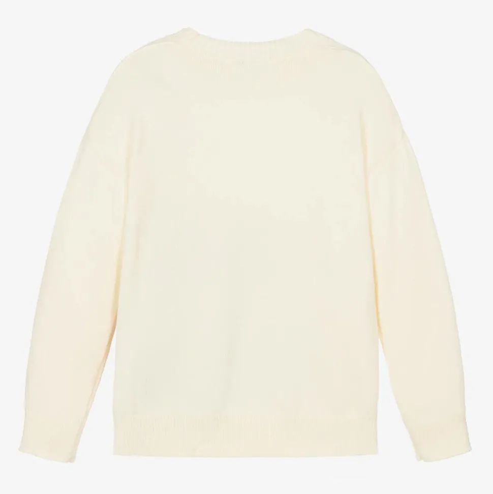 Girls Ivory Heart Sweater