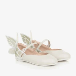 Girls Ivory Leather Shoes