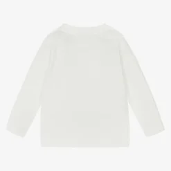 Girls Ivory Organic Cotton Flower Top