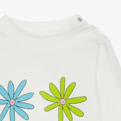 Girls Ivory Organic Cotton Flower Top
