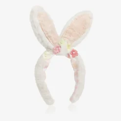 Girls Ivory Plush Bunny Hairband Set