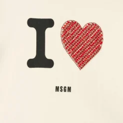 Girls Ivory Rhinestone Heart Hoodie