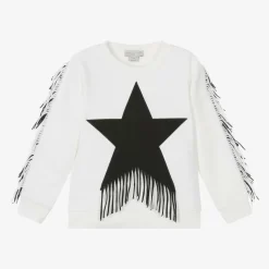 Girls Ivory Star Fringe Sweatshirt