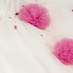 Girls Ivory Tulle Harlequin Top