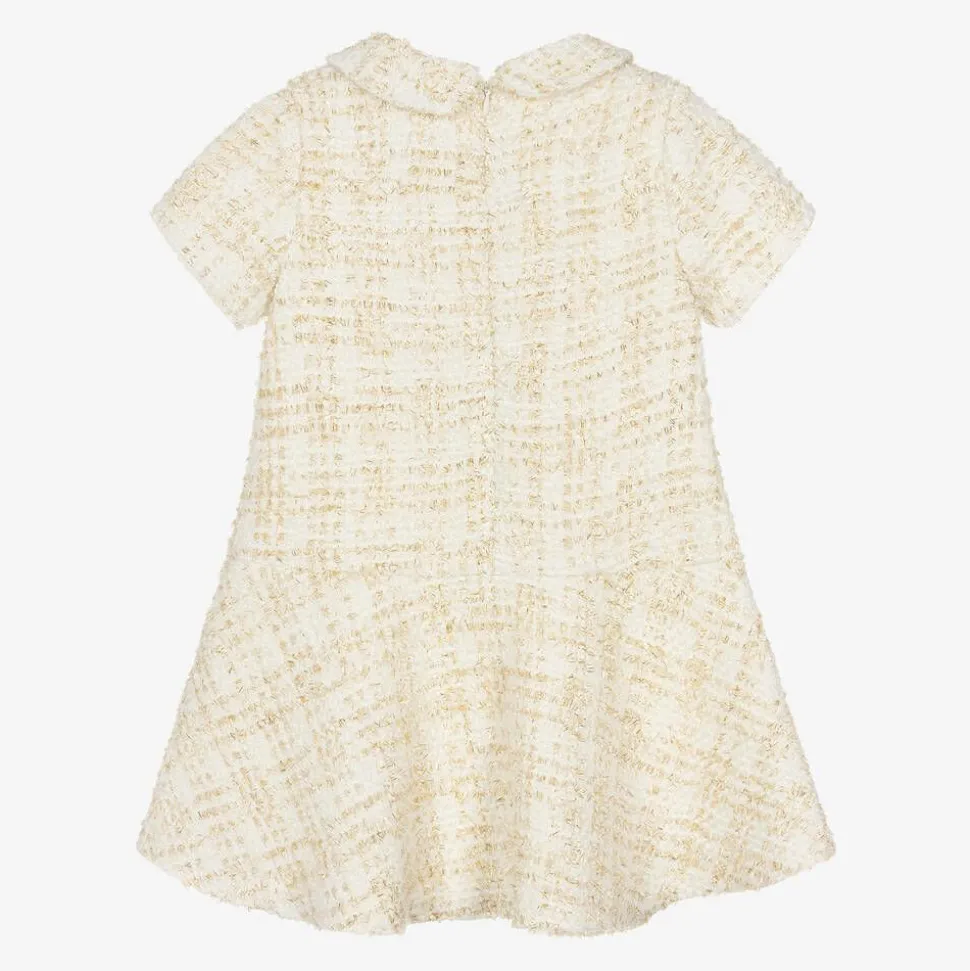 Girls Ivory Tweed Dress