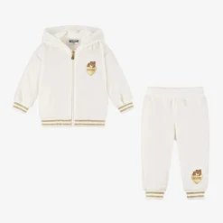 Girls Ivory Velour Tracksuit