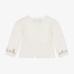 Girls Ivory Wool & Cashmere Knit Cardigan