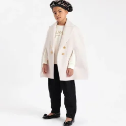 Girls Ivory Wool & Cashmere Cape