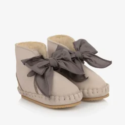 Girls Lilac Beige Suede Leather Pre Walkers