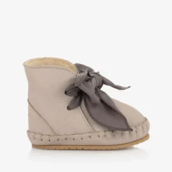 Girls Lilac Beige Suede Leather Pre Walkers