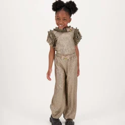 Girls Metallic Gold Jersey Trouser Set