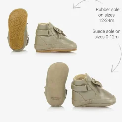 Girls Metallic Gold Leather Bow Pre-Walkers