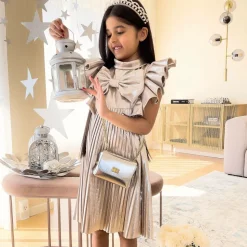 Girls Metallic Silver Leather Bag (12cm)