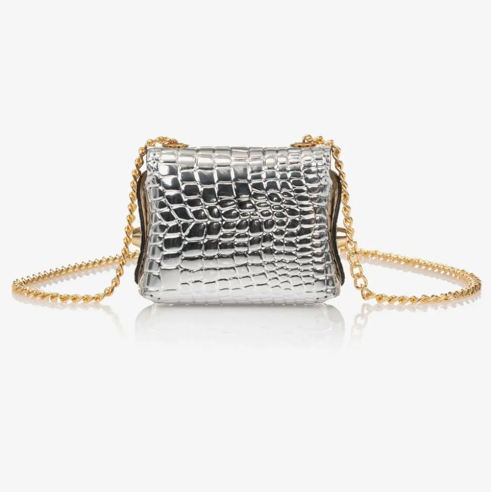 Girls Metallic Silver Mini Bag (8cm)