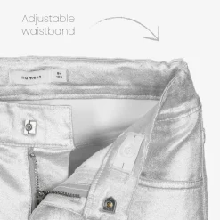 Girls Metallic Silver Straight-Leg Jeans