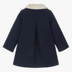 Girls Navy Blue Collared Coat