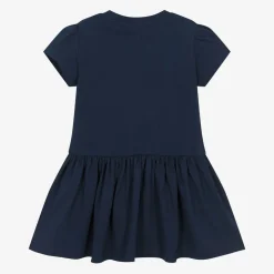 Girls Navy Blue Cotton Dress