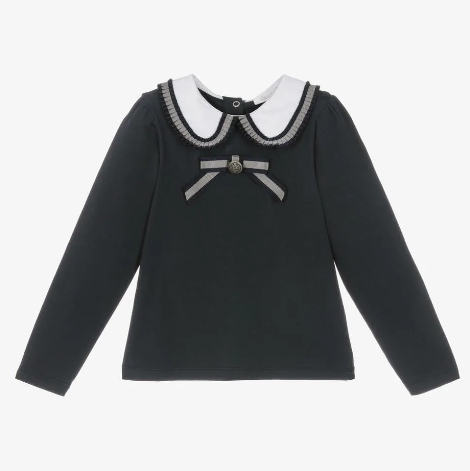 Girls Navy Blue Cotton Top