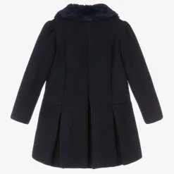Girls Navy Blue Felted Coat