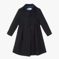 Girls Navy Blue Felted Coat