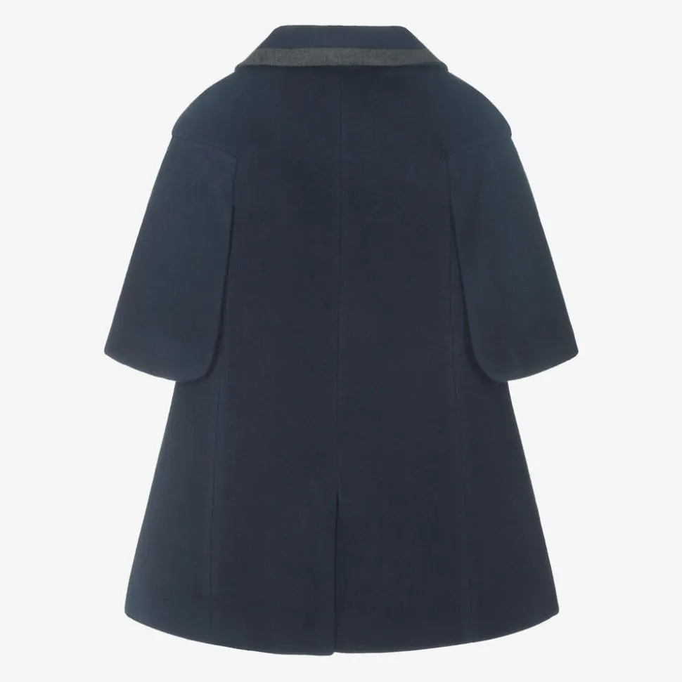 Girls Navy Blue Felted Coat