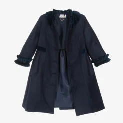 Girls Navy Blue Felted Hat & Coat Set