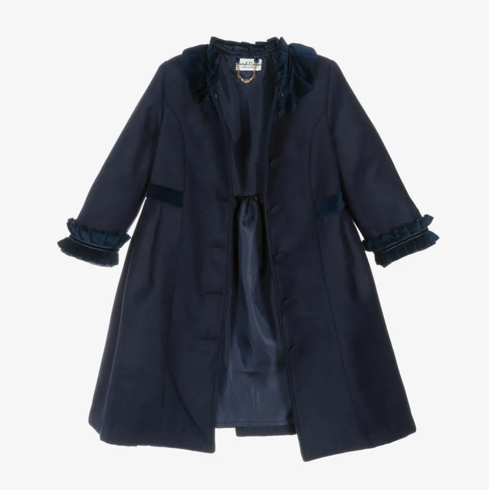 Girls Navy Blue Felted Hat & Coat Set