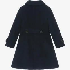 Girls Navy Blue Flannel Coat