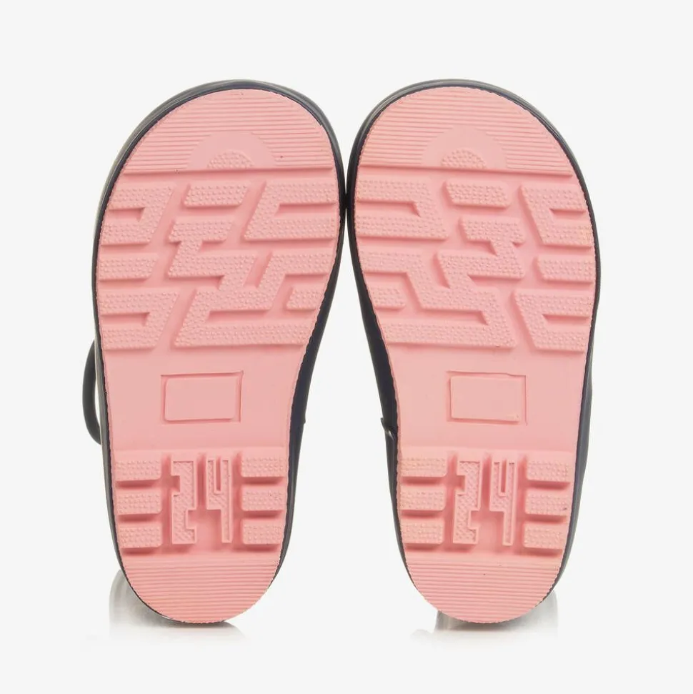 Girls Navy Blue Floral Rain Boots