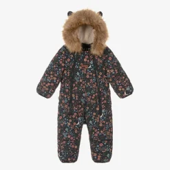 Girls Navy Blue Floral Snowsuit