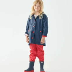 Girls Navy Blue Hooded Raincoat