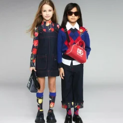 Girls Navy Blue Leather Loafers