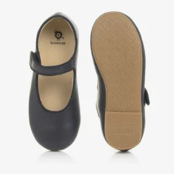 Girls Navy Blue Leather Pumps