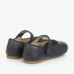 Girls Navy Blue Leather Pumps