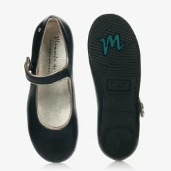 Girls Navy Blue Leather Pumps