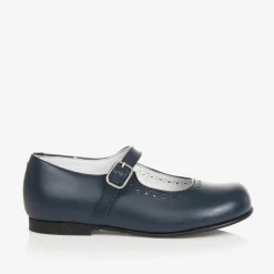 Girls Navy Blue Leather Shoes