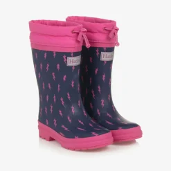 Girls Navy Blue Lightning Bolt Rain Boots