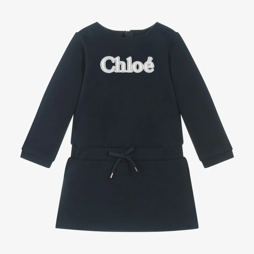 Girls Navy Blue Organic Cotton Dress