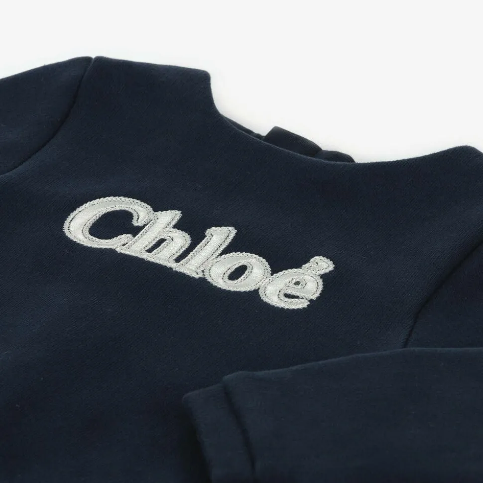 Girls Navy Blue Organic Cotton Dress