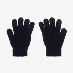 Girls Navy Blue Sequin Heart Gloves