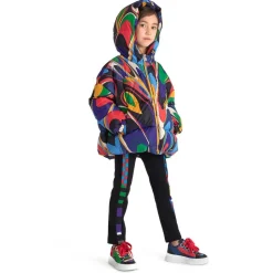 Girls Onde Print Puffer Jacket
