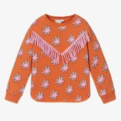 Girls Orange Cotton Cosmic Star Sweatshirt