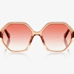 Girls Orange Hexagonal Sunglasses