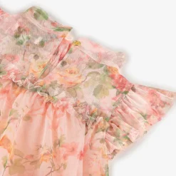 Girls Pale Pink Floral Dress
