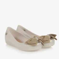 Girls Pearlescent Beige Jelly Ballerinas