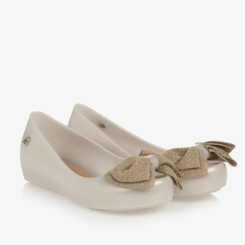 Girls Pearlescent Beige Jelly Ballerinas