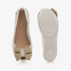 Girls Pearlescent Beige Jelly Ballerinas