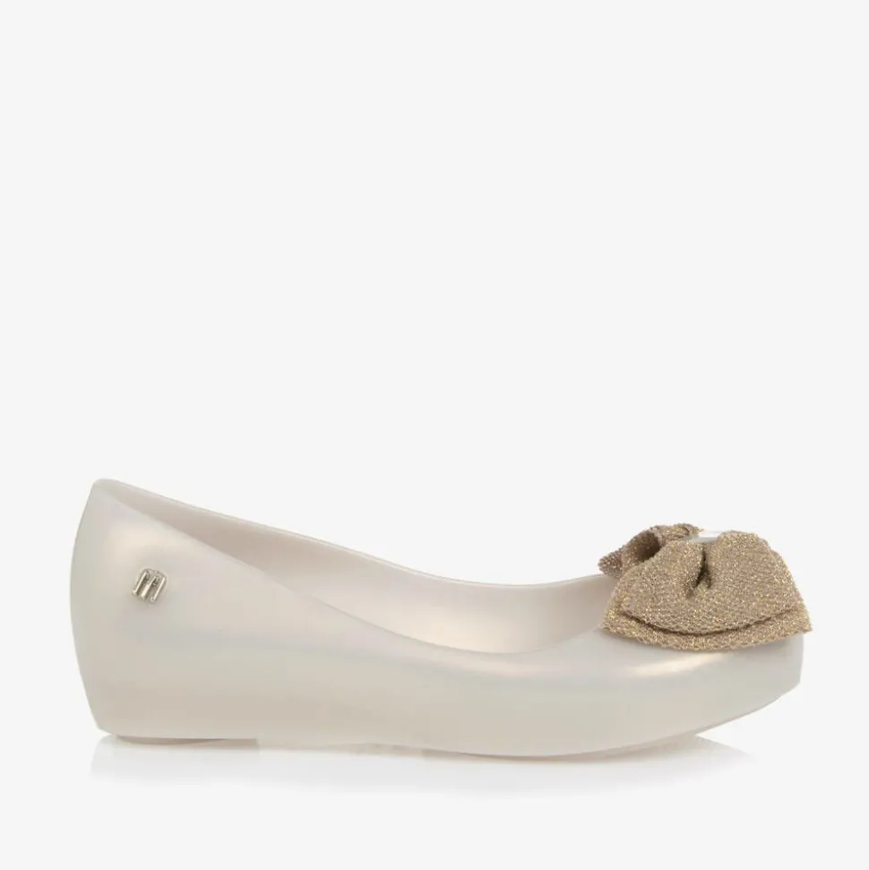 Girls Pearlescent Beige Jelly Ballerinas
