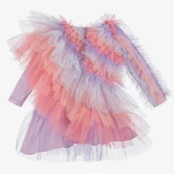 Girls Pink & Blue Asymmetric Tulle Dress