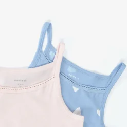 Girls Pink & Blue Cotton Vests (2 Pack)